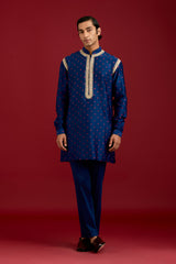 Navy Bandhej Embroidered Kurta set