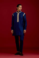 Navy Bandhej Embroidered Kurta set