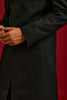 Black Cotton Silk Sherwani Set