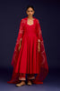 Red Cotton Silk Blend Embroidered Anarkali Set