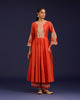 Orange Silk Chanderi Embroidered Anarkali Set