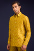 Mustard Chanderi Bandhej and Linen Satin Bundi Set