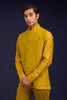 Mustard Chanderi Bandhej and Linen Satin Bundi Set