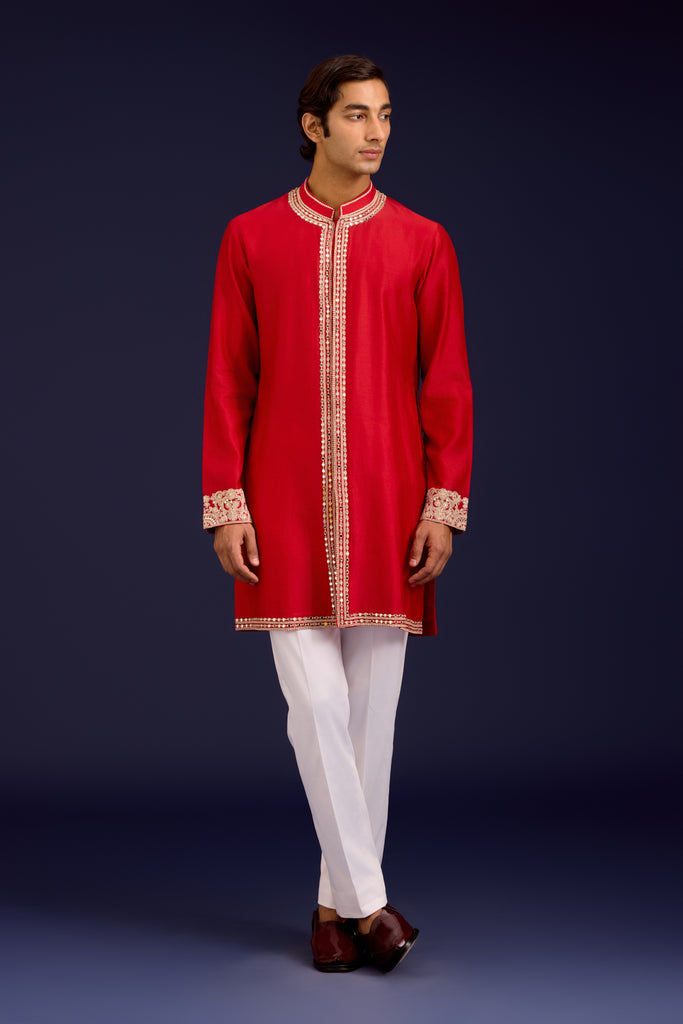 Red Chanderi Cotton Kurta set
