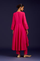 Fuchsia Anarkali with Pants Set