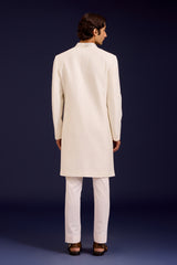 Ivory Cotton Silk Sherwani Set