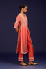 Peach Slit Silk Organza Kurta Set