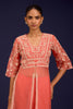 Peach Slit Silk Organza Kurta Set