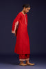 Red embroidered kurta set