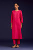 Fuchsia Cotton Silk Blend Block Printed Kurta Set