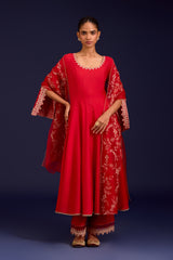 Red Dori Embroidered Anarkali Set