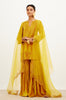 Pooja Hegde in Mustard Zari Embroidered Velvet Sharara Set