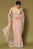 Blush Pink Embroidered Net Saree Set