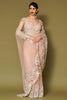 Blush Pink Embroidered Net Saree Set