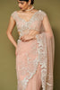 Blush Pink Embroidered Net Saree Set