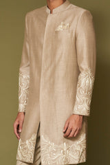Sand Dori Embroidered Linen Satin Sherwani Set