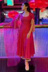 Fuchsia Pink Dori Embroidered Anarkali Set (RTS)