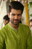 Vijay Deverakonda in Green Ikat Print Chanderi Kurta Set