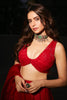 Aamna Sharif in Red Embroidered Silk Chanderi Lehenga Set