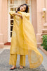 Rashmika Mandanna in Yellow Silk Chanderi Dori Embroidered Kurta Set