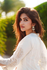 Shree Leela in Ivory Cotton Silk Blend Embroidered Anarkali Set