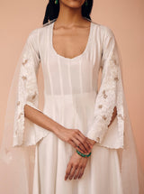 Sara Ali Khan in Ivory Embroidered Anarkali Set