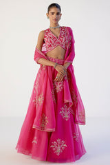Fuchsia Pink Dori and Sequins Embroidered Lehenga Set
