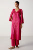 Fuchsia Pink Satin Dori Embroidered Kurta Set