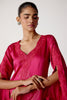 Fuchsia Pink Satin Dori Embroidered Kurta Set