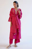 Fuchsia Pink Block Print Embroidered Kurta Set