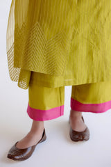 Green Chanderi Kurta Set with Resham Embroidery