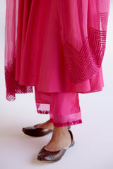 Fuchsia Pink Anarkali Set with Dori Embroidery