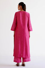 Fuchsia Pink Chanderi Kurta Set (RTS)