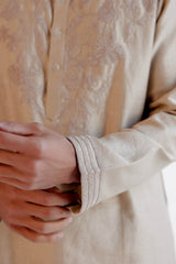 Sand Embroidered Silk Chanderi Kurta