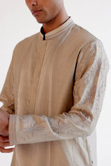 Sand Silk Chanderi Kurta Set with Resham and Dori Embroidery