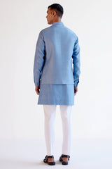 Ice Blue Summer Tussar Bundi Set
