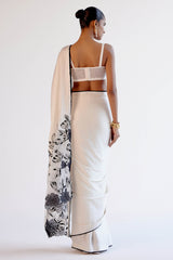 Ivory Modal Satin Saree with Dori Embroidery