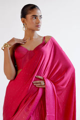 Fuchsia Pink Modal Satin Pre-Draped Saree