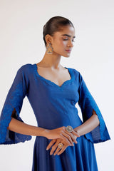 Blue Anarkali Set with Dori Embroidery