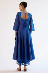 Blue Anarkali Set with Dori Embroidery