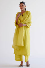 Lemon Yellow Chanderi Kurta Set