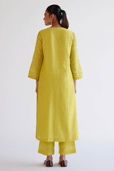 Lemon Yellow Chanderi Kurta Set