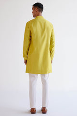 Lemon Yellow Embroidered Bundi Set