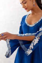 Blue Embroidered Anarkali Set