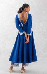 Blue Embroidered Anarkali Set