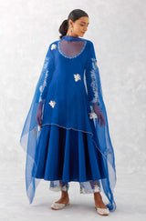 Blue Embroidered Anarkali Set