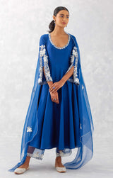 Blue Embroidered Anarkali Set