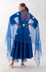 Blue Embroidered Anarkali Set