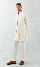 Ivory Kurta with Embroidered Bundi Set