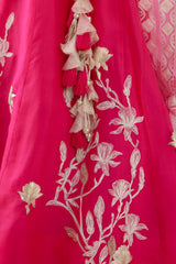 Fuchsia Pink Embroidered Silk Organza Lehenga Set